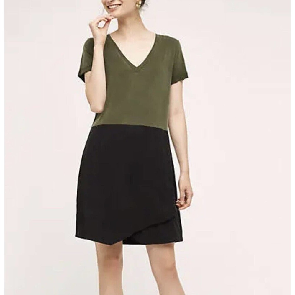 Anthropologie Dolan L. C. C. Women's Green & Black Color-block Tunic Dress Sz m